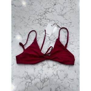 NWT Quince Cherry Red Knot Tie Bikini Top Small